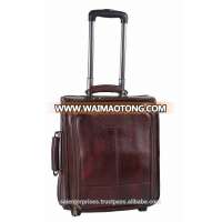 High End Customized Business Used Unique leather Luggage Trolley Bag For Travel